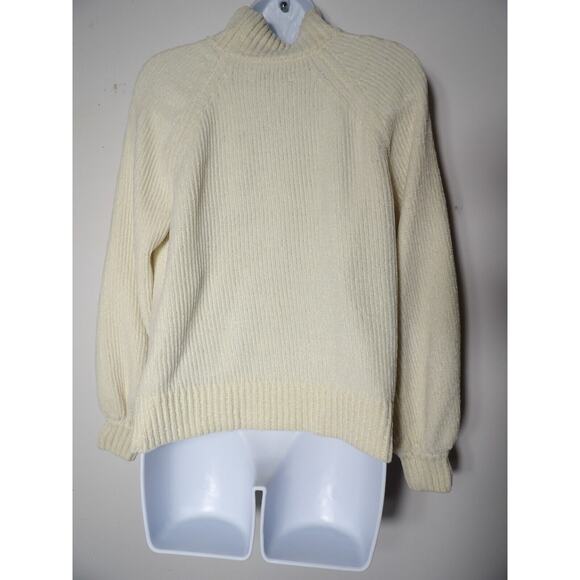 Loft Chenille Sweater Womens XS Cream Ivory Soft Mock Neck Cozy Minimalist Warm - Picture 5 of 12